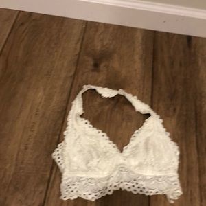 white halter lace bralatte- size xs